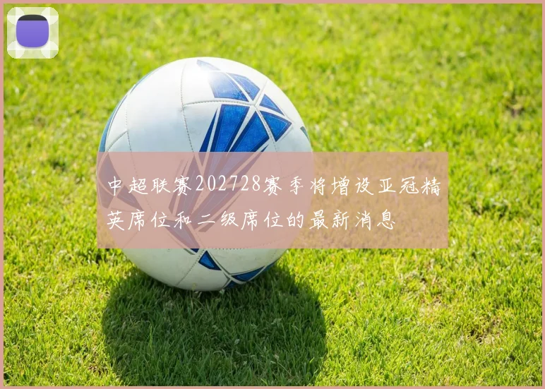 中超联赛202728赛季将增设亚冠精英席位和二级席位的最新消息